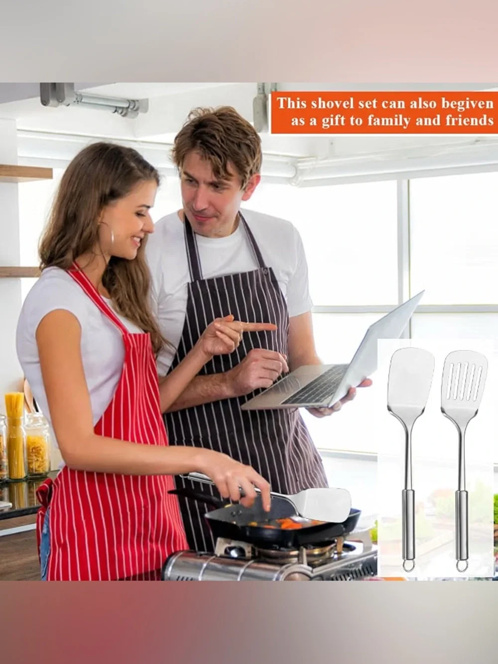 Stainless Steel Slotted and Solid Spatula Set